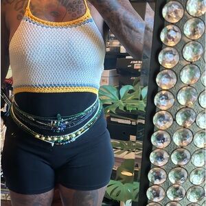 Zara crochet shorts jumpsuit with stretch size small